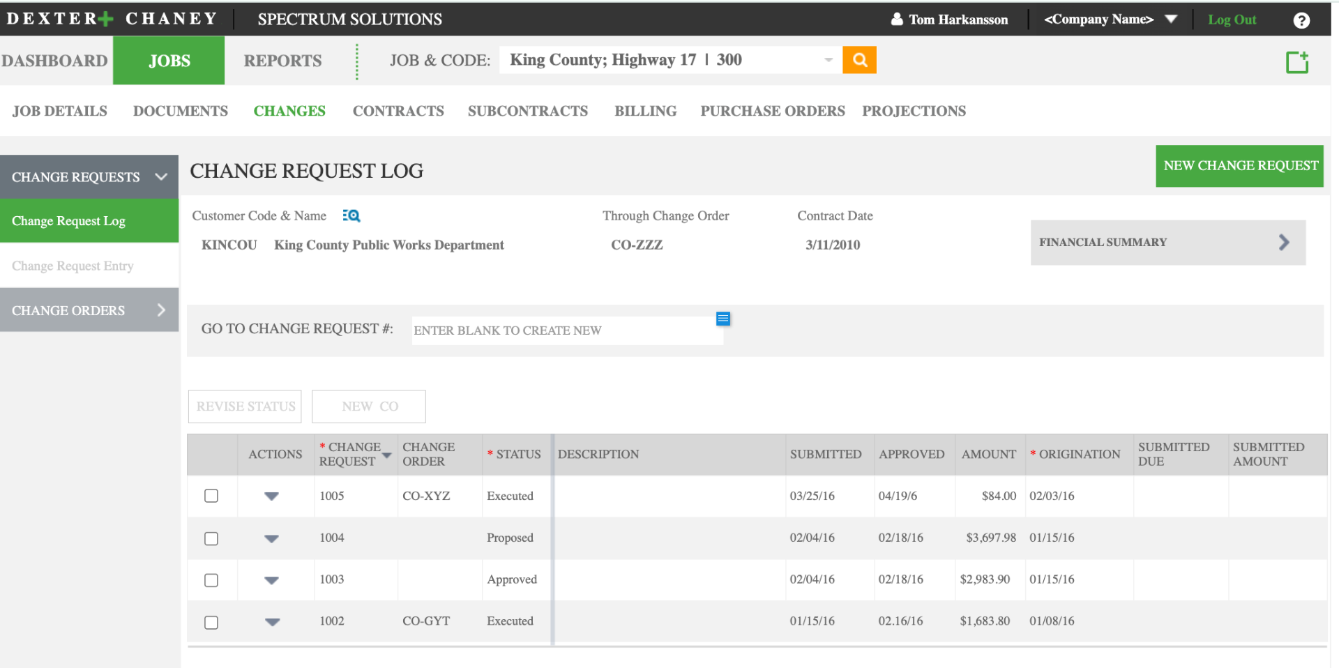 Change Request Log