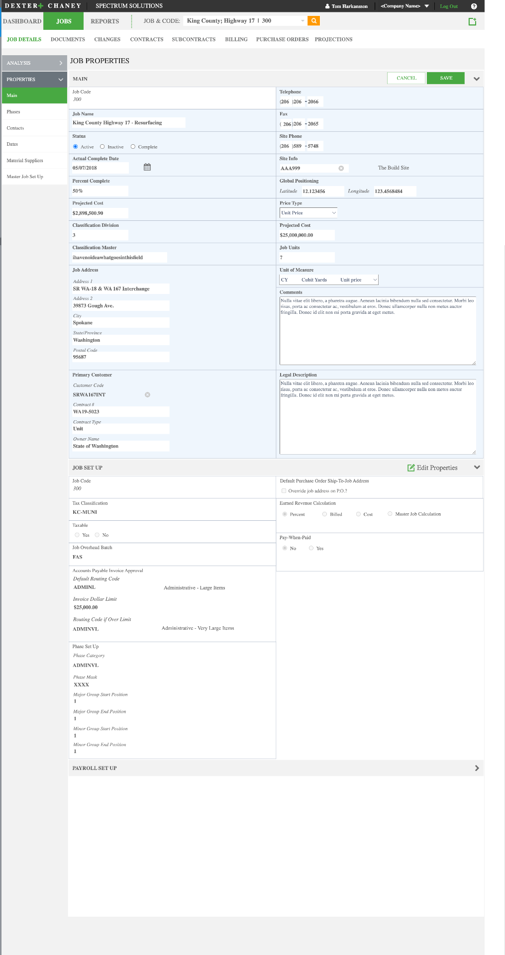 Job Properties — Main